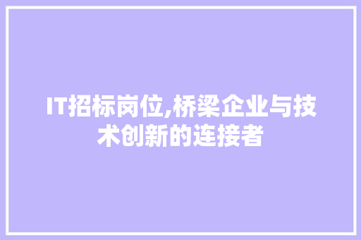 IT招标岗位,桥梁企业与技术创新的连接者
