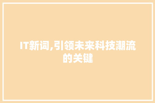IT新词,引领未来科技潮流的关键