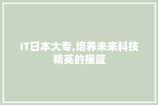 IT日本大专,培养未来科技精英的摇篮