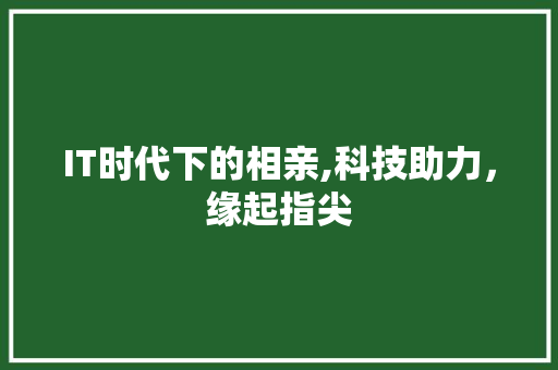 IT时代下的相亲,科技助力，缘起指尖