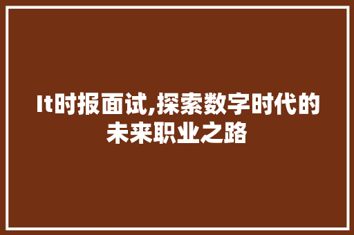 It时报面试,探索数字时代的未来职业之路