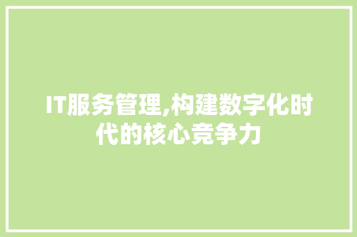 IT服务管理,构建数字化时代的核心竞争力