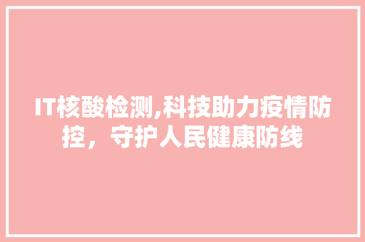 IT核酸检测,科技助力疫情防控，守护人民健康防线