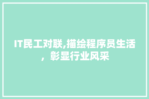 IT民工对联,描绘程序员生活，彰显行业风采