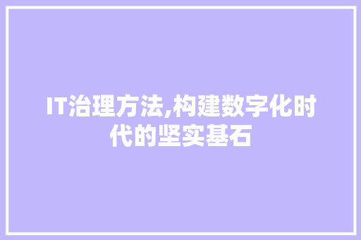 IT治理方法,构建数字化时代的坚实基石 百度SEO