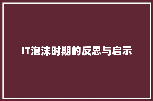 IT泡沫时期的反思与启示