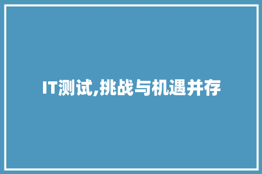 IT测试,挑战与机遇并存