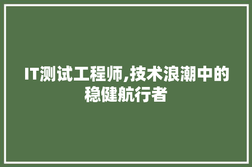 IT测试工程师,技术浪潮中的稳健航行者