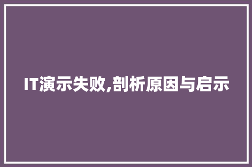 IT演示失败,剖析原因与启示