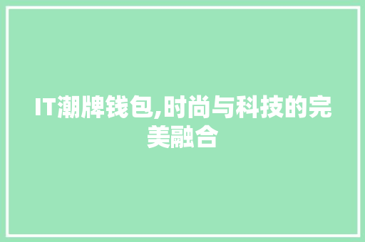 IT潮牌钱包,时尚与科技的完美融合