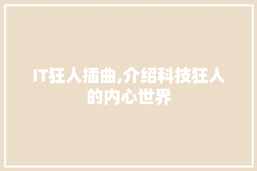 IT狂人插曲,介绍科技狂人的内心世界