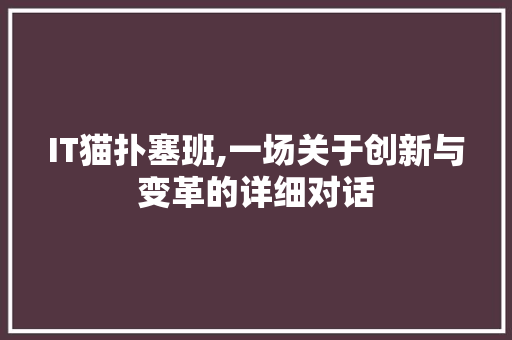 IT猫扑塞班,一场关于创新与变革的详细对话