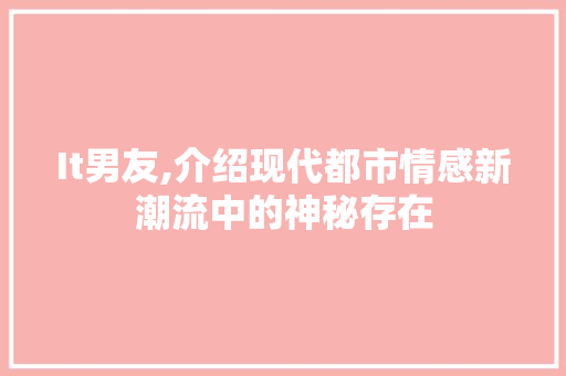 It男友,介绍现代都市情感新潮流中的神秘存在