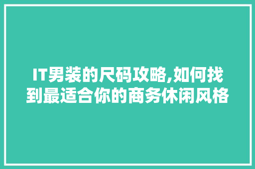 IT男装的尺码攻略,如何找到最适合你的商务休闲风格 神马SEO
