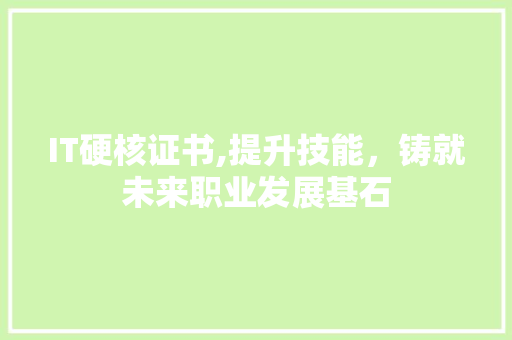 IT硬核证书,提升技能，铸就未来职业发展基石
