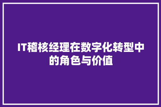 IT稽核经理在数字化转型中的角色与价值 GoogleSEO
