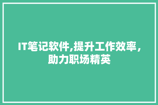 IT笔记软件,提升工作效率，助力职场精英