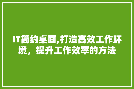 IT简约桌面,打造高效工作环境，提升工作效率的方法