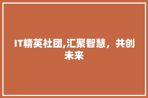 IT精英社团,汇聚智慧，共创未来