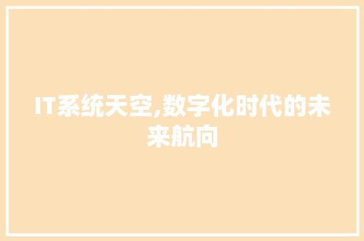 IT系统天空,数字化时代的未来航向