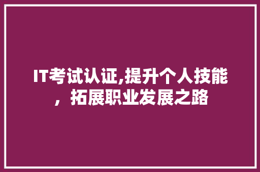IT考试认证,提升个人技能，拓展职业发展之路
