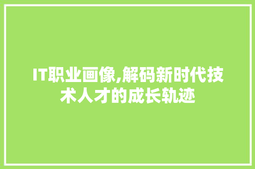 IT职业画像,解码新时代技术人才的成长轨迹