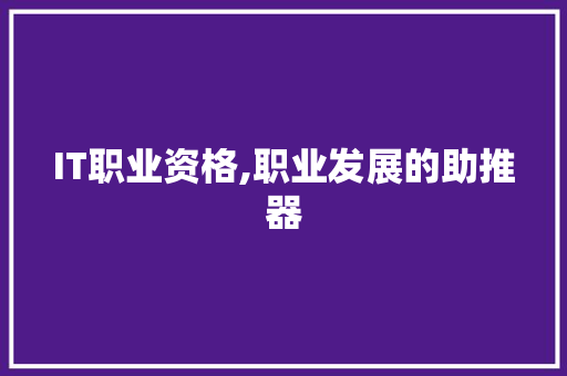 IT职业资格,职业发展的助推器
