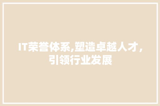 IT荣誉体系,塑造卓越人才，引领行业发展 GoogleSEO