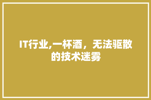 IT行业,一杯酒，无法驱散的技术迷雾 搜狗SEO