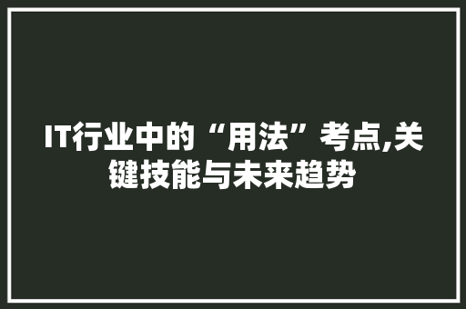 IT行业中的“用法”考点,关键技能与未来趋势 必应SEO