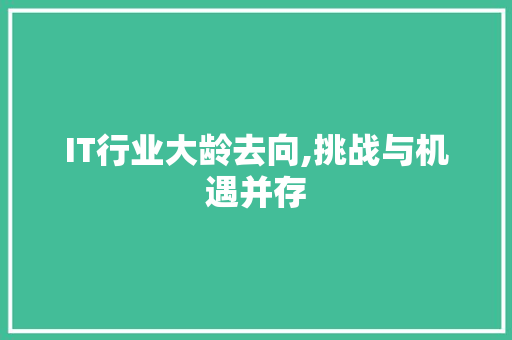 IT行业大龄去向,挑战与机遇并存