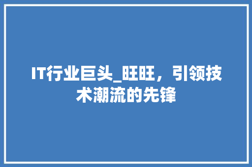 IT行业巨头_旺旺，引领技术潮流的先锋