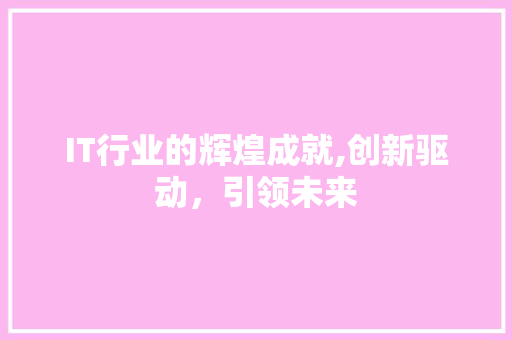 IT行业的辉煌成就,创新驱动，引领未来