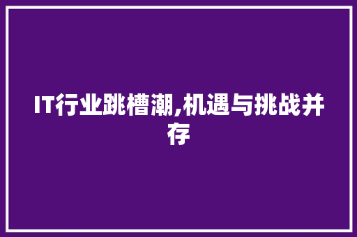 IT行业跳槽潮,机遇与挑战并存