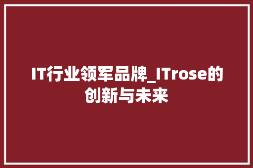 IT行业领军品牌_ITrose的创新与未来