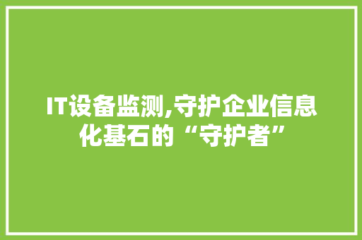 IT设备监测,守护企业信息化基石的“守护者”