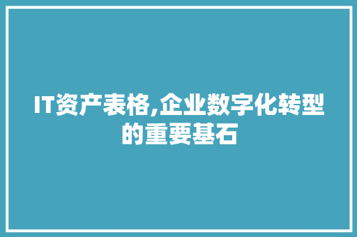 IT资产表格,企业数字化转型的重要基石
