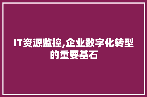 IT资源监控,企业数字化转型的重要基石