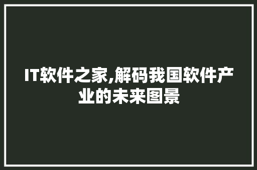 IT软件之家,解码我国软件产业的未来图景