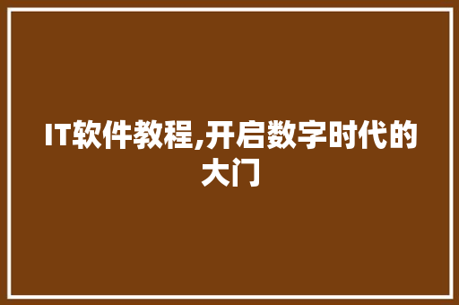 IT软件教程,开启数字时代的大门 神马SEO