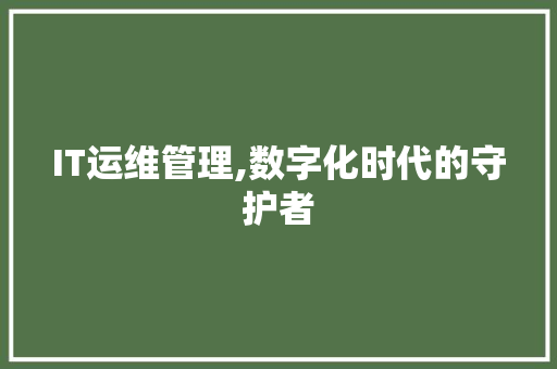 IT运维管理,数字化时代的守护者