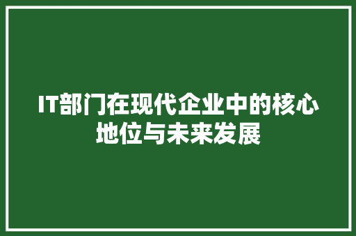 IT部门在现代企业中的核心地位与未来发展