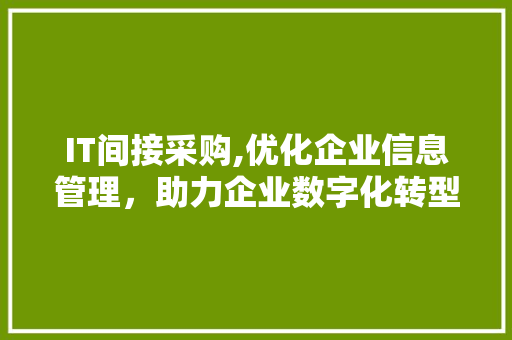 IT间接采购,优化企业信息管理，助力企业数字化转型