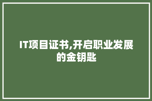 IT项目证书,开启职业发展的金钥匙