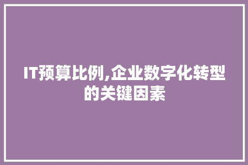 IT预算比例,企业数字化转型的关键因素