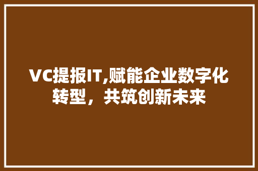 VC提报IT,赋能企业数字化转型，共筑创新未来