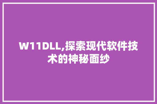 W11DLL,探索现代软件技术的神秘面纱 GoogleSEO