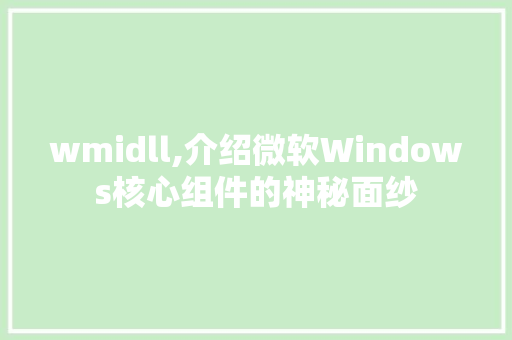 wmidll,介绍微软Windows核心组件的神秘面纱 必应SEO