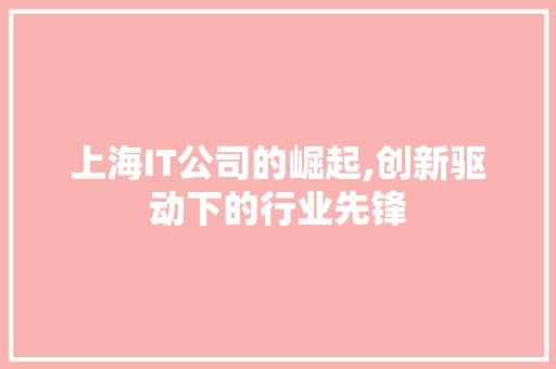 上海IT公司的崛起,创新驱动下的行业先锋 必应SEO