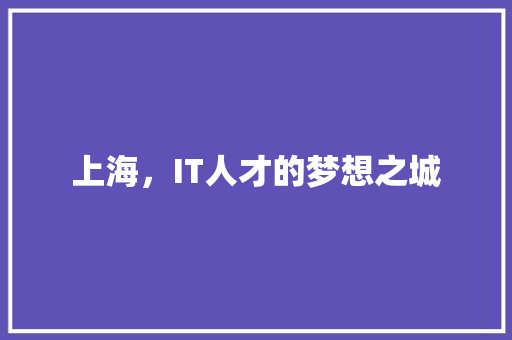 上海，IT人才的梦想之城